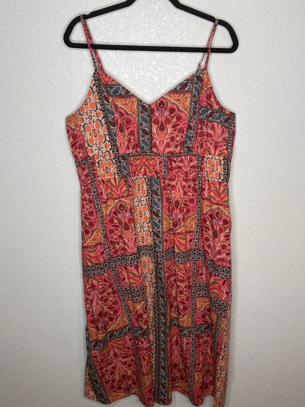 Old Navy Pink Multi Color Paisley Channe Boho Midi Dress Size XXL